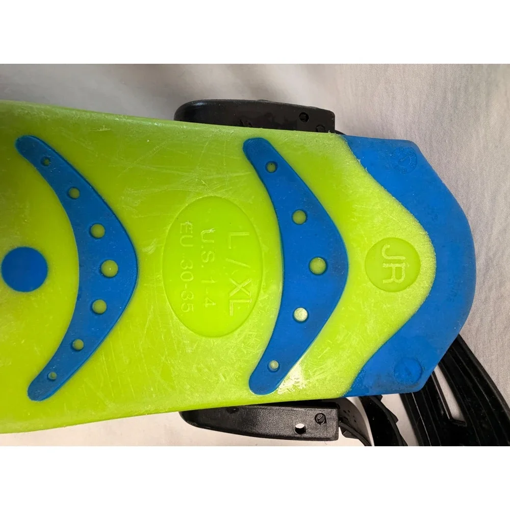 SpeedoDive Junior Kids Snorkel Set Blue Lime Green Fins L/XL US 1-4 Snorkel Tube